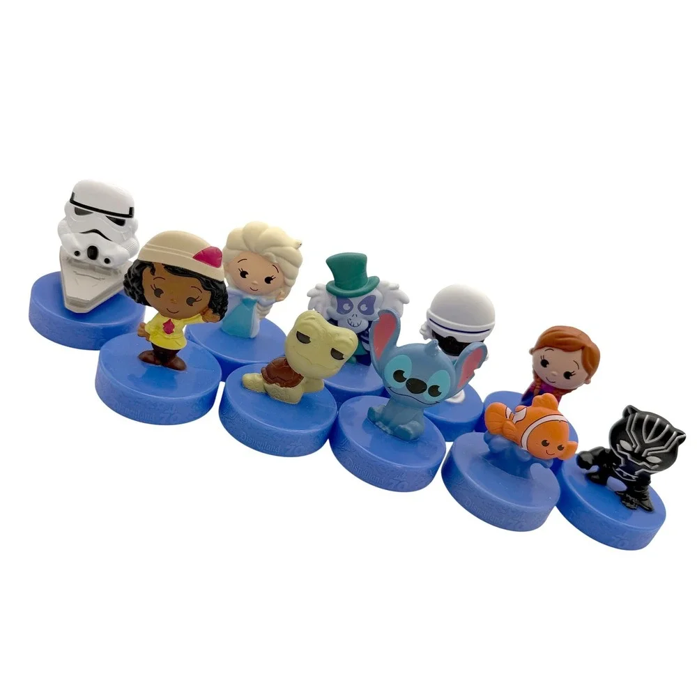 Disney Kids Disneyland 70th Anniversary McDonalds Bottle Topper Blue Figure Lot